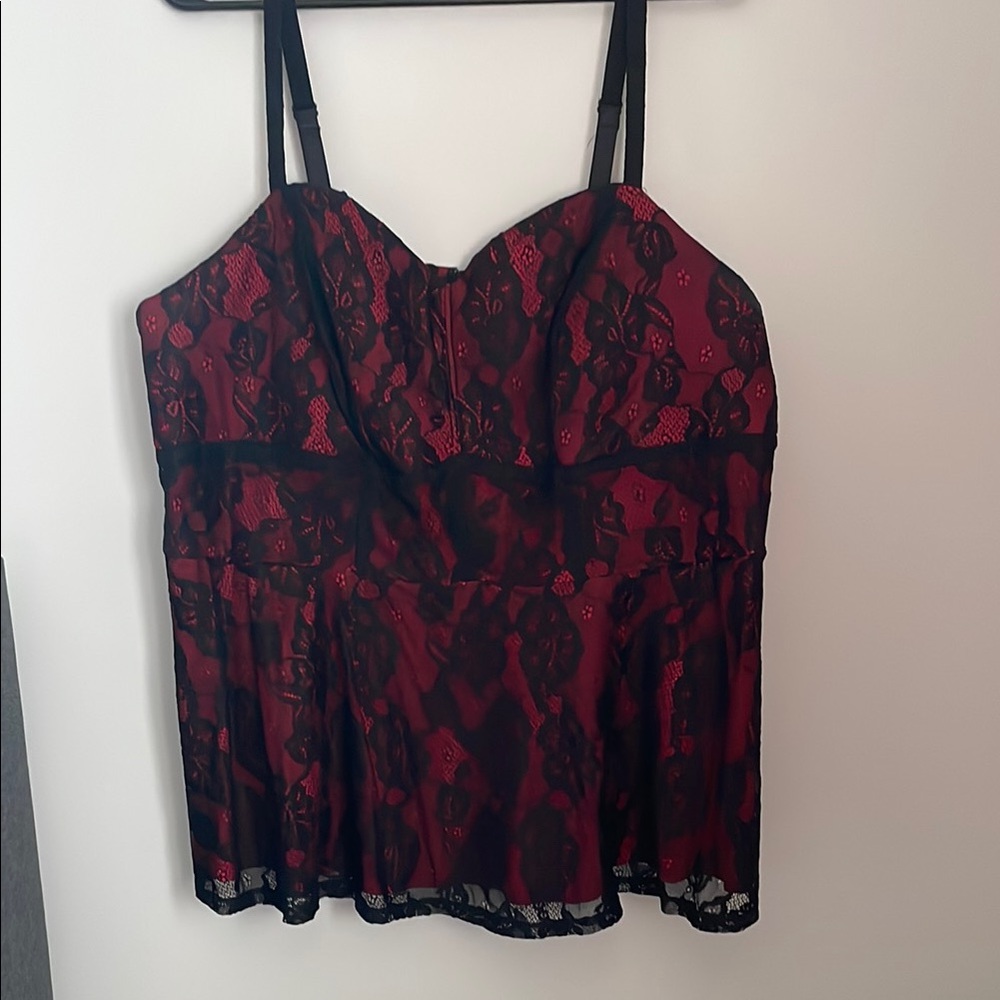 Torrid Red and Black Peplum Camisole Bustier